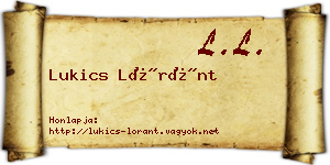 Lukics Lóránt névjegykártya